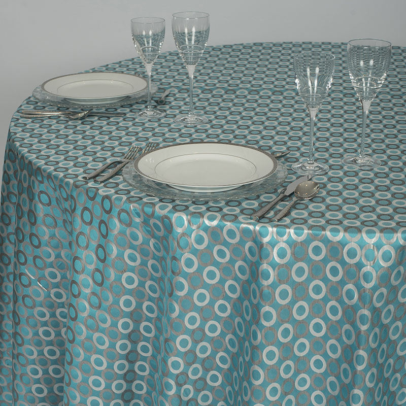 Satin Teal Blue Pattern Table Linen