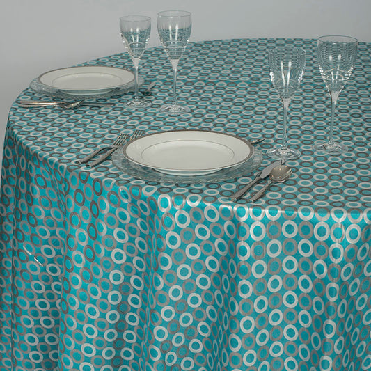 Satin Teal Blue Pattern Table Linen