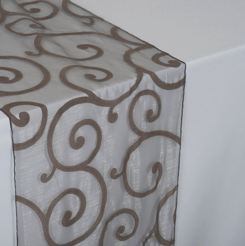 Charcoal Swirl Sheer Table Runner