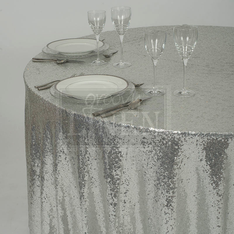 Silver Sequin Table Linen
