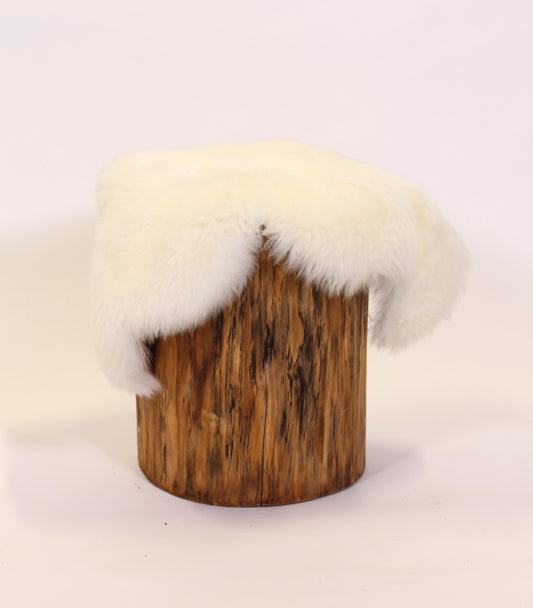 Log Stump with Faux Fur Pelt