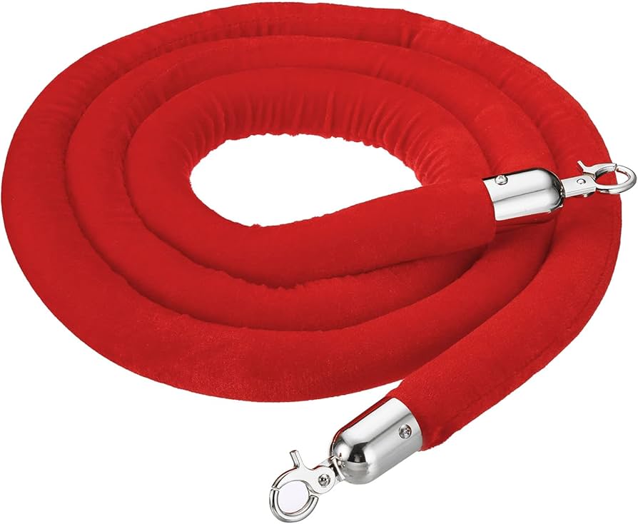 Red Stanchion Rope With Silver Accent