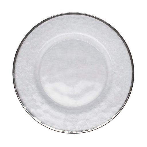 13" Silver Rimmed Glass Charger Plate