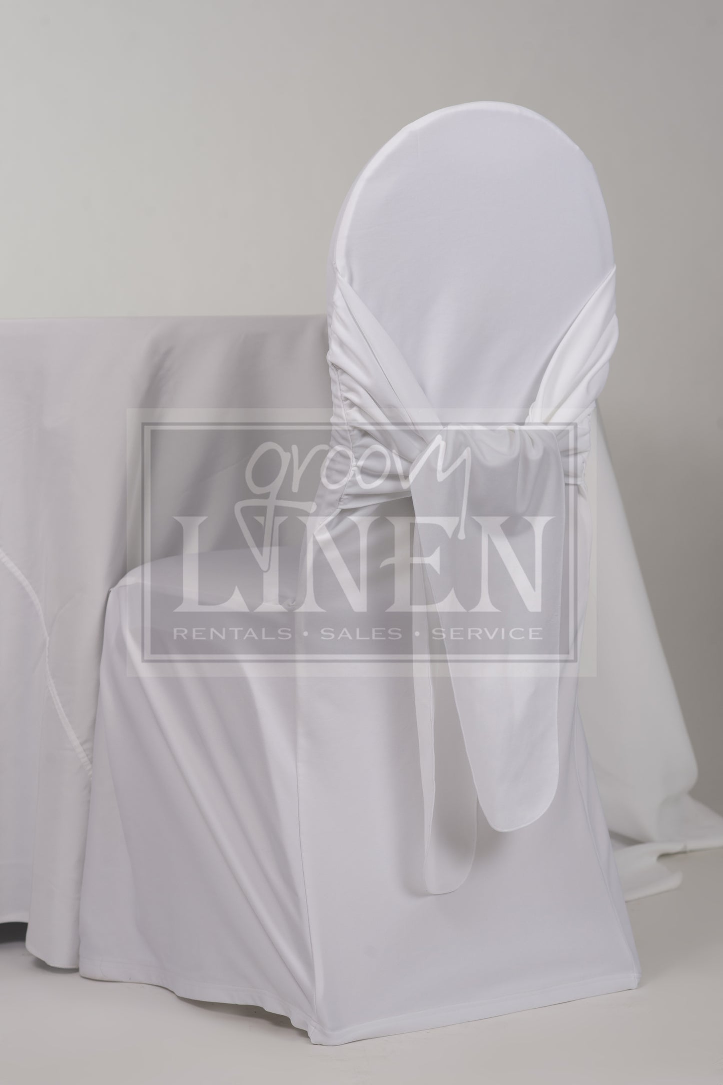 White Royal Sash Chair Cover