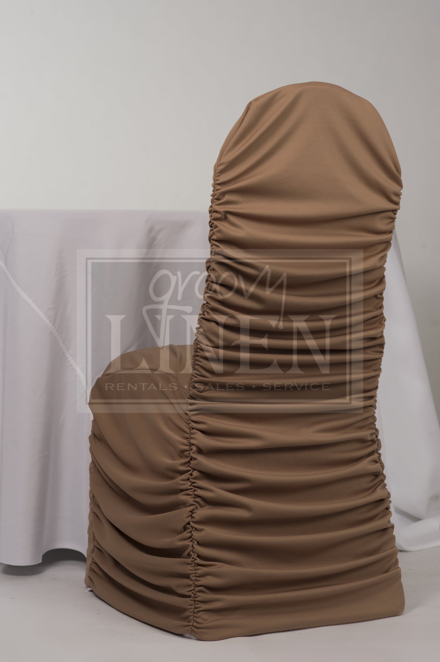 Ruched Tan Chair Cover