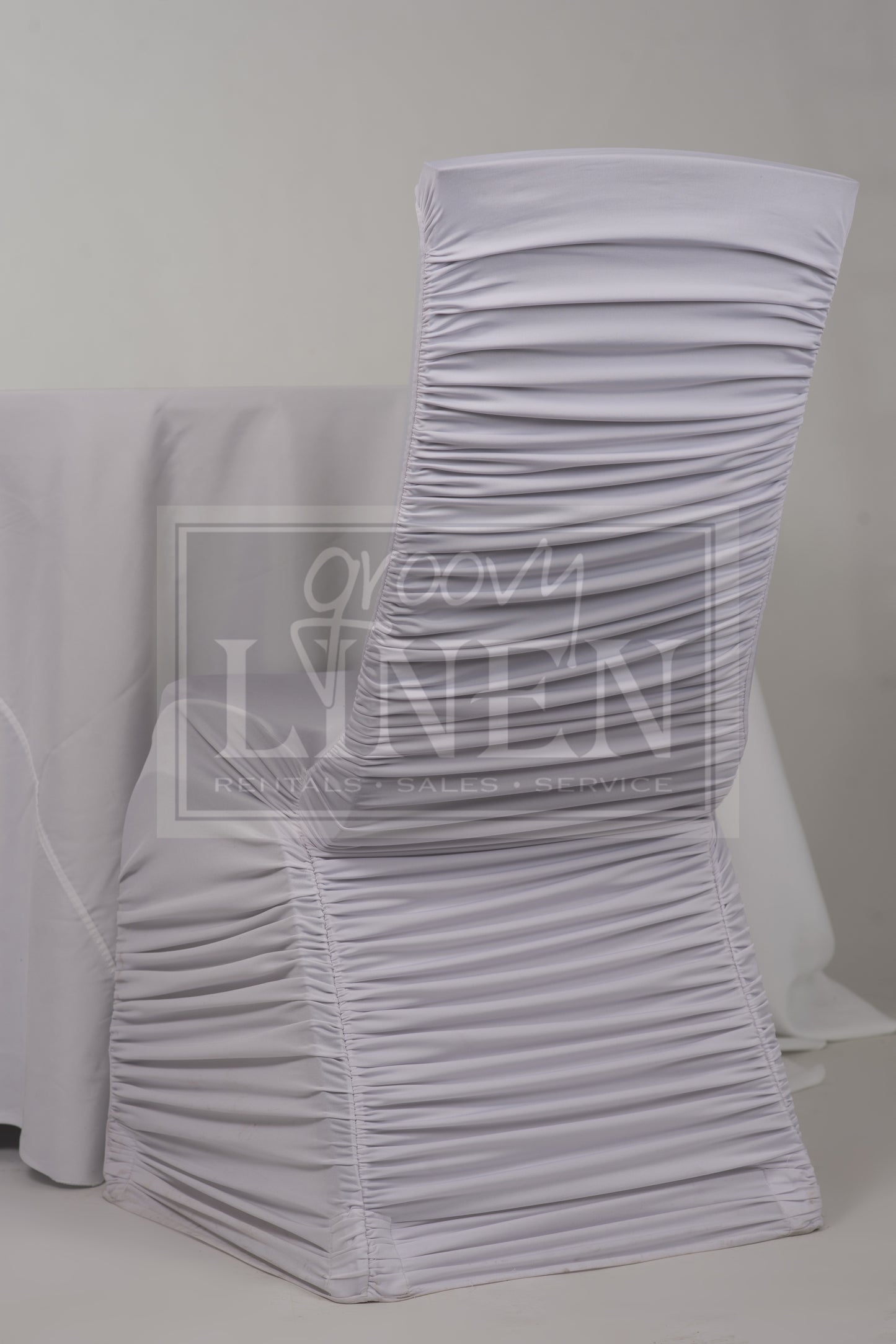 White Ruched Chair Cover (Square Back)