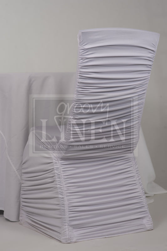 White Ruched Chair Cover (Square Back)