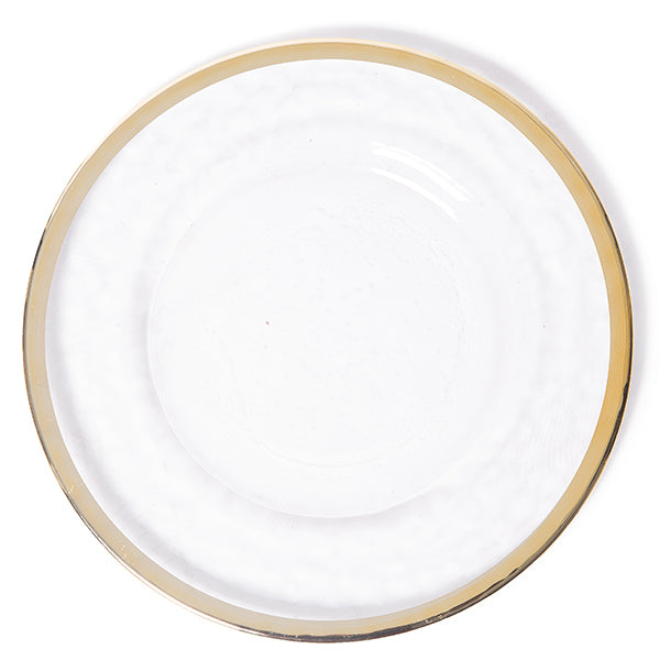 13" Gold Rimmed Glass Charger Plate