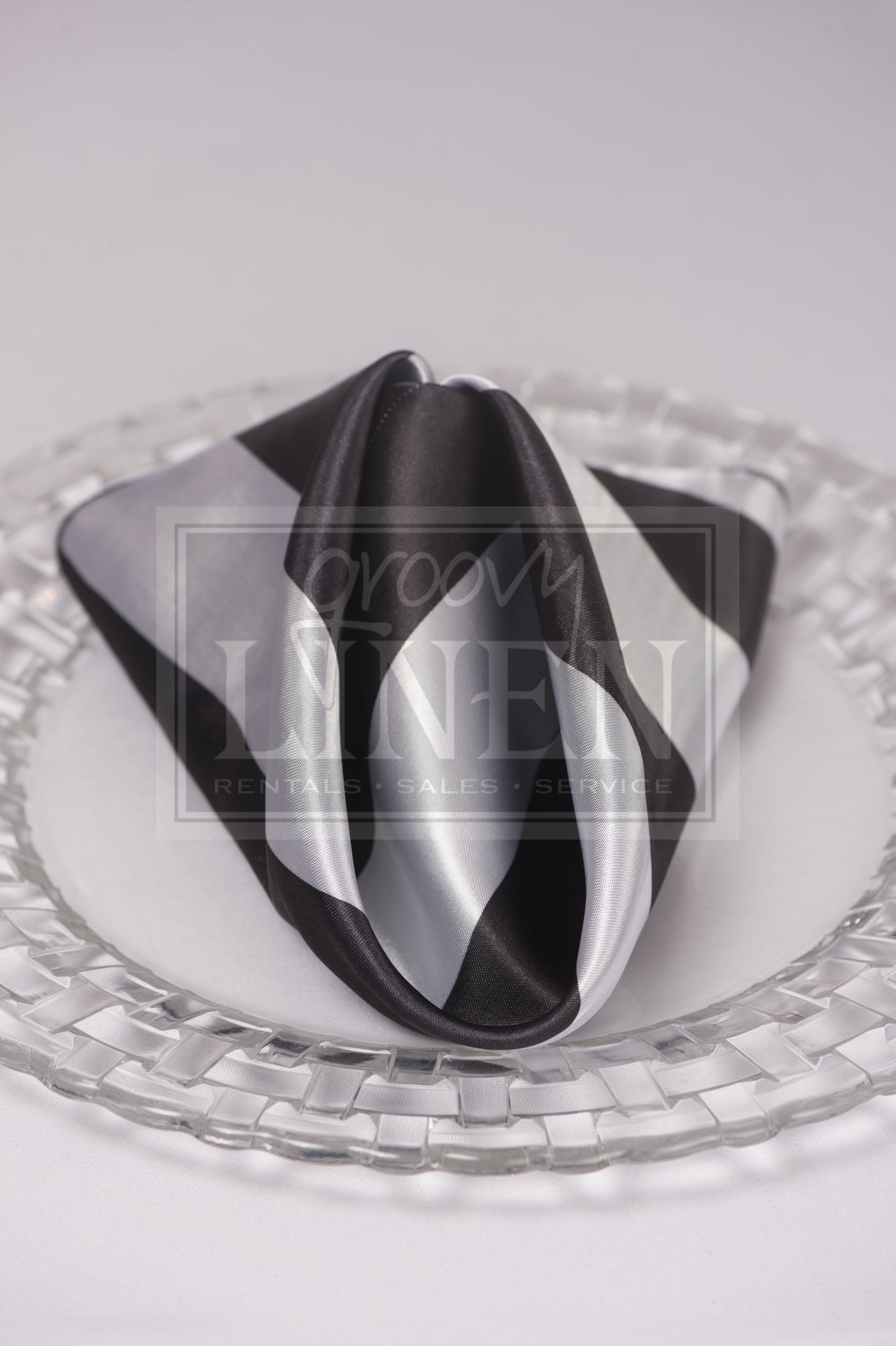 Satin Striped Black & White Napkin