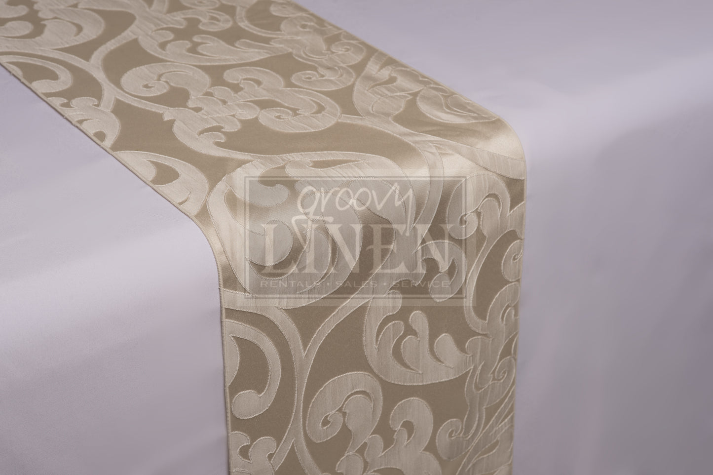 Champagne Damask Table Runner