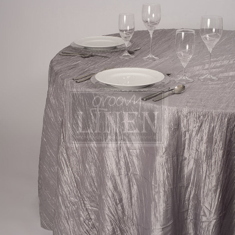 Silver Crinkle Taffeta Table Linen