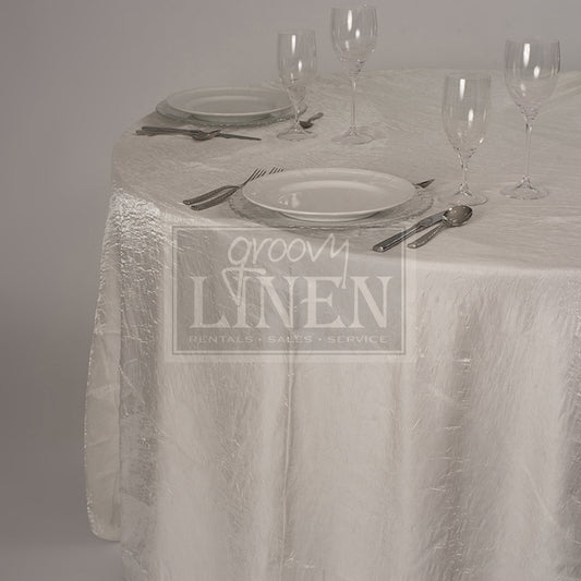 Iridescent Frosted Ivory Crush Table Linen