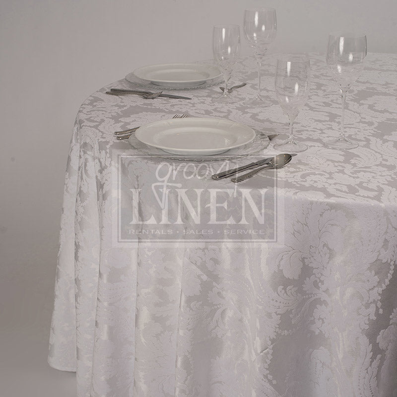 White Harmony Damask Table Linen