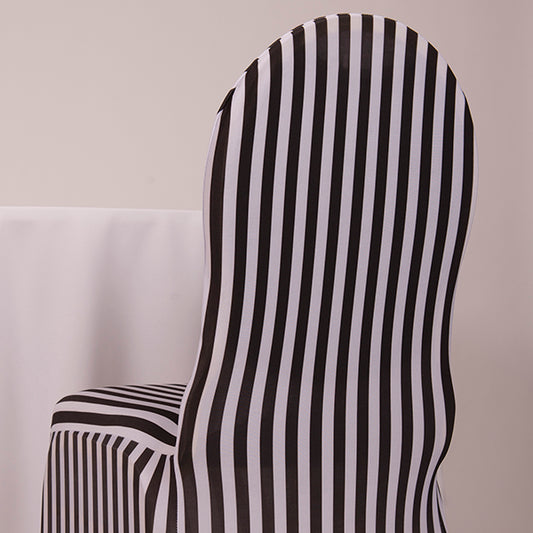 Black & White Striped Spandex Chair Cover