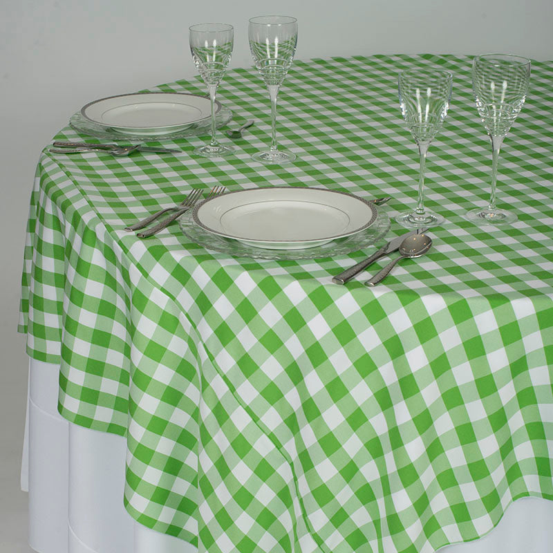 Lime Green & White Checkered Table Linen Overlay