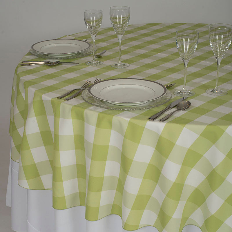 Soft Green & White Checkered Table Linen Overlay