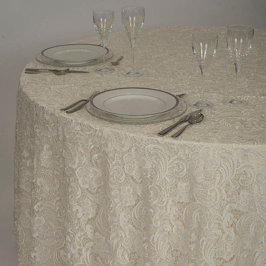 White Floral Table Linen