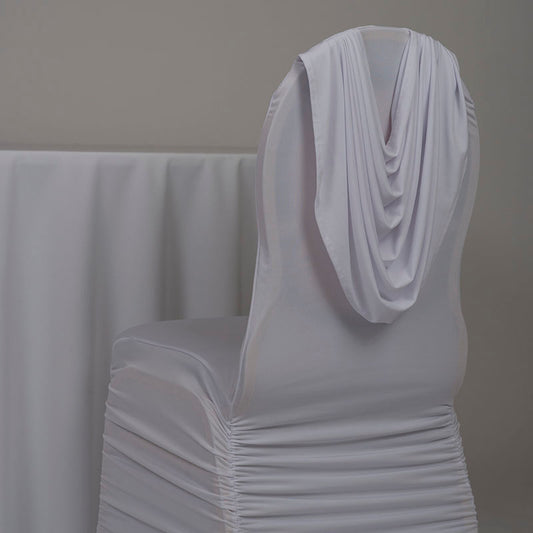 White Cowl Neck Spandex Chair Cover