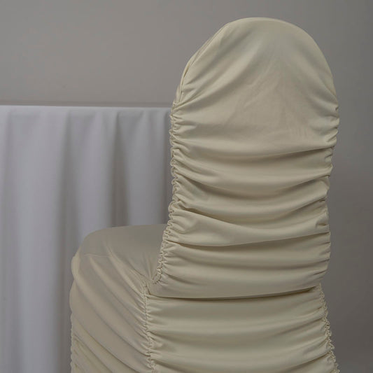 Ivory Ruched Chair Cover