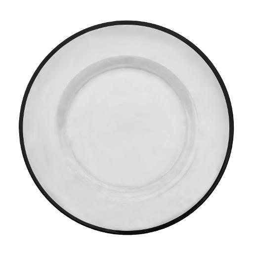 13" Black Rimmed Glass Charger Plate