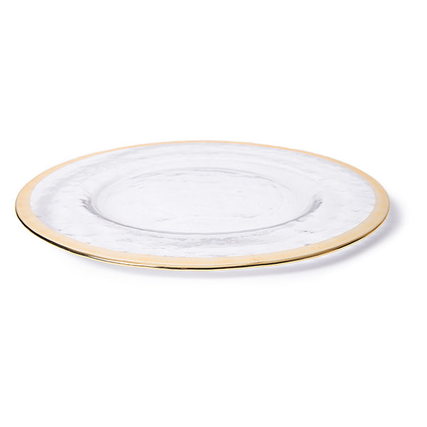 13" Gold Rimmed Glass Charger Plate