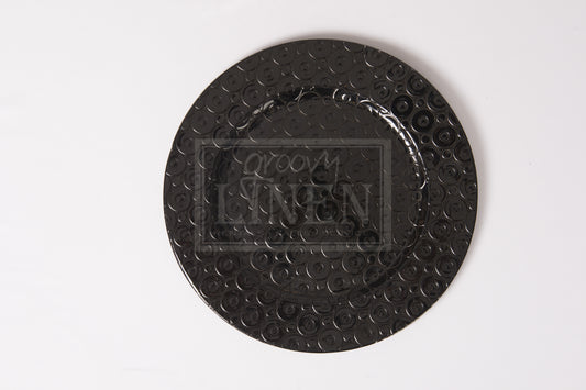 13" Black Bubble Acrylic Charger Plate