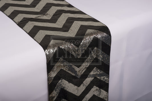 Black and White Chevron Sequence Table Runner