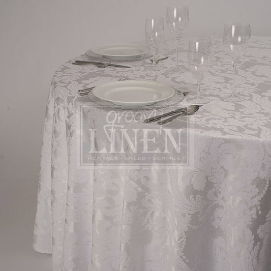 White Harmony Damask Table Linen