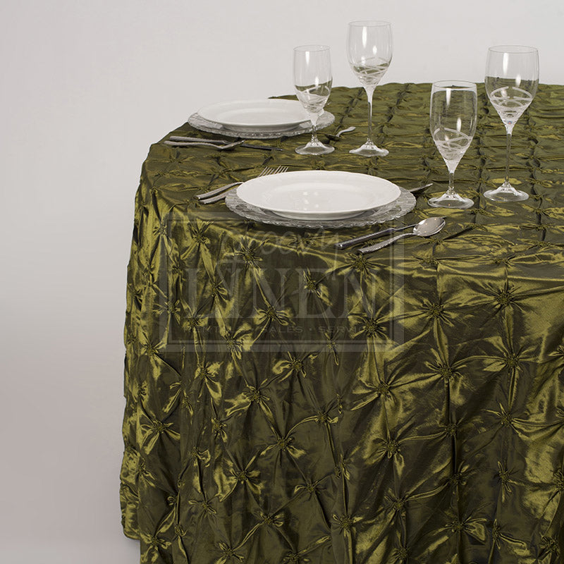Moss Green Pillowed Taffeta Table Linen