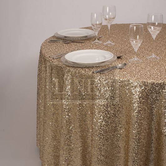 Champagne Taffeta Sequin Table Linen