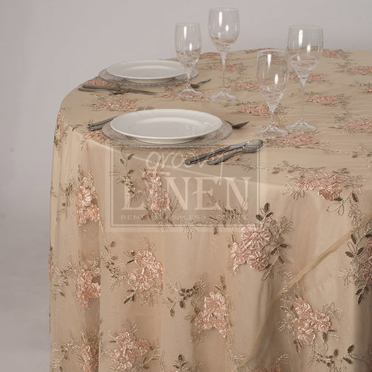 Blush Floral Mesh Table Linen